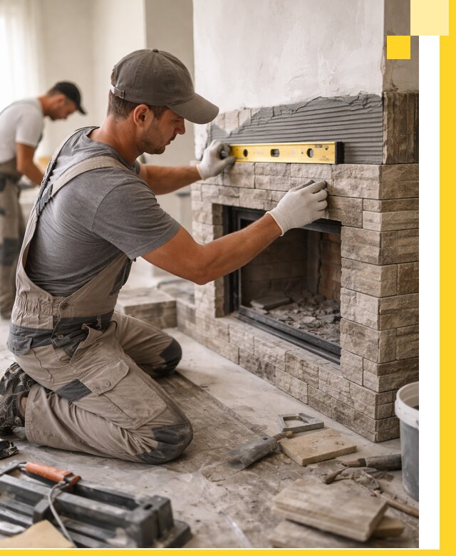 Облицовка каминов в Воскресенске, монтаж и отделка натуральным камнем