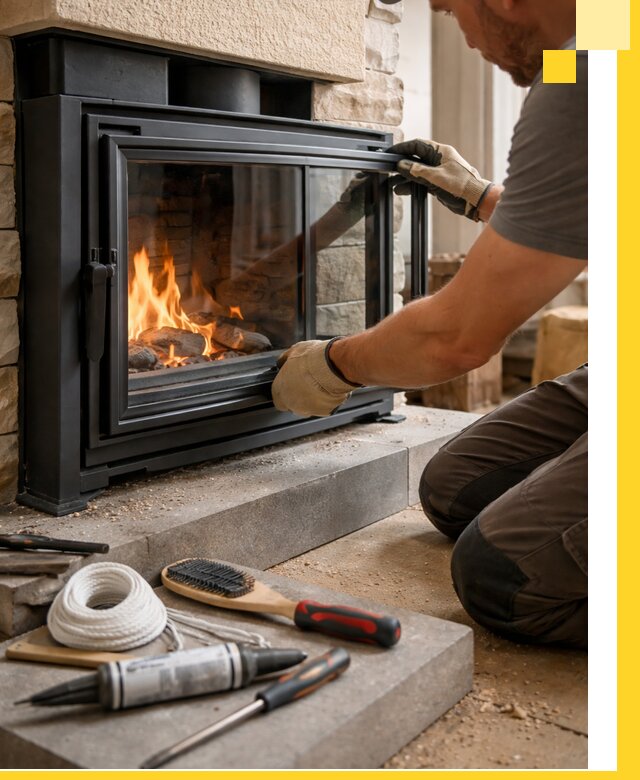 Производство, монтаж и доставка каминов со стеклом в Воскресенске