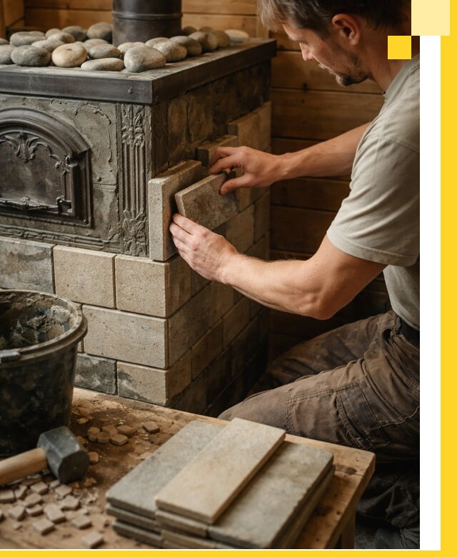 Облицовка банных печей в Воскресенске профессиональная отделка