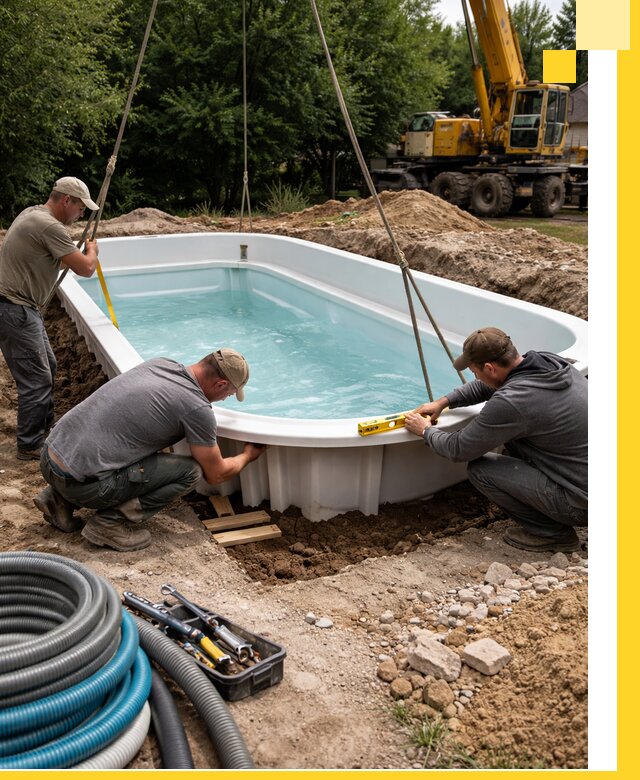 Установка и монтаж композитных бассейнов под ключ в Воскресенске