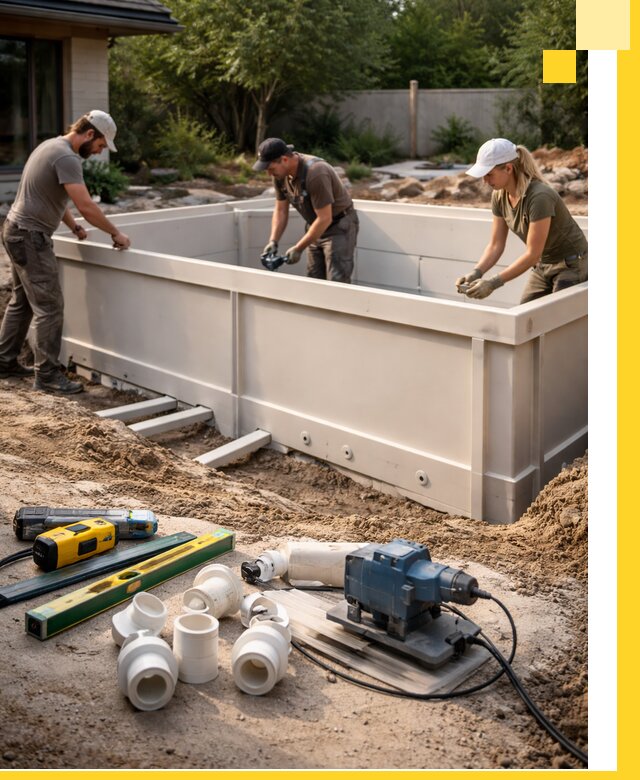 Установка полипропиленовых бассейнов под ключ в Воскресенске