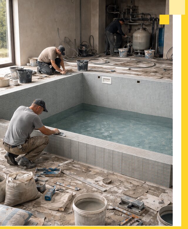 Строительство и монтаж бассейнов в помещении в Воскресенске