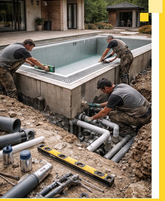 Строительство переливных бассейнов в Воскресенске под ключ