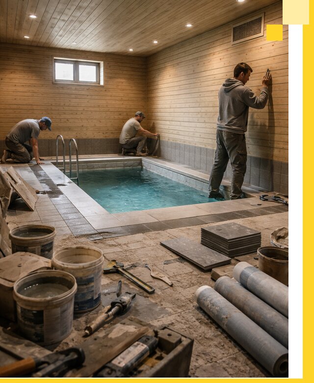 Строительство бани с бассейном и сауной под ключ в Воскресенске