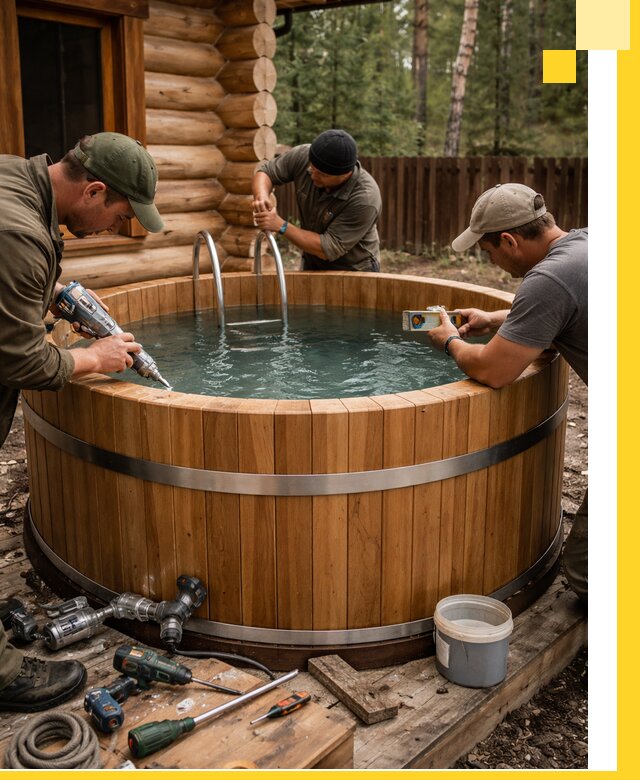 Строительство бань с купелью под ключ и отделкой в Воскресенске