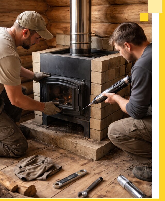 Монтаж и установка печи в бане под ключ с гарантией в Воскресенске