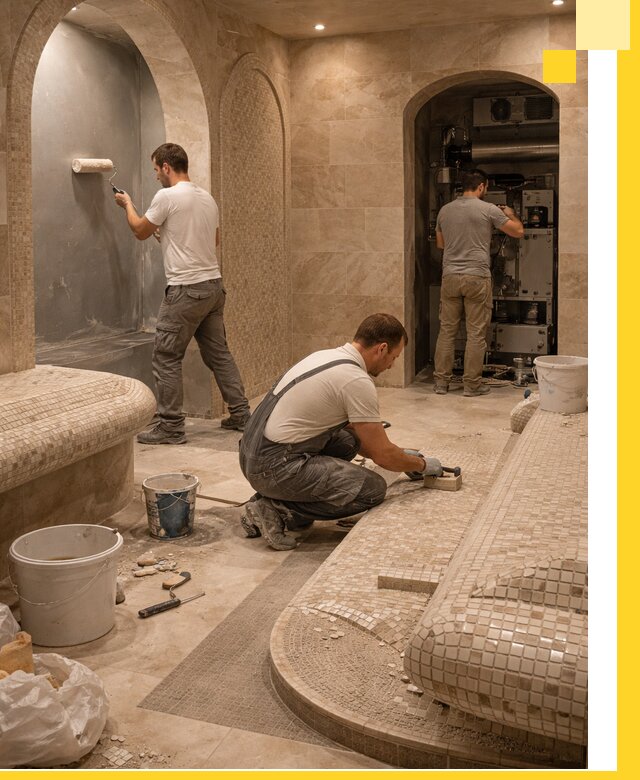 Строительство бани с хамамом и бассейном под ключ в Воскресенске