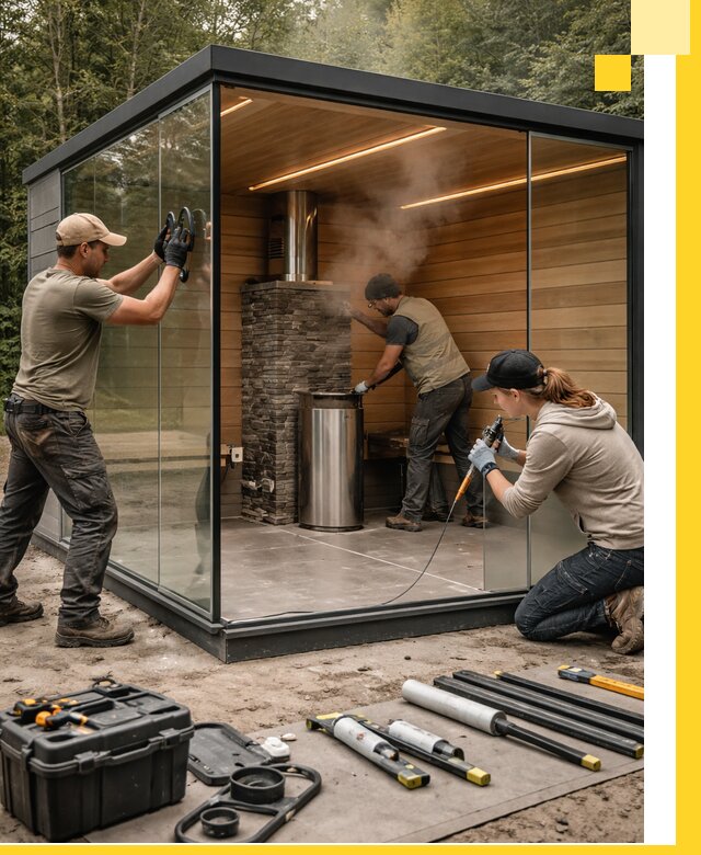 Проектирование и строительство стеклянных бань в Воскресенске