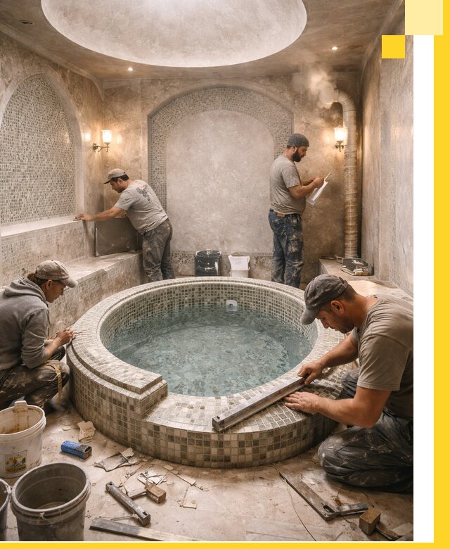 Профессиональное строительство хамама с бассейном в Воскресенске под ключ