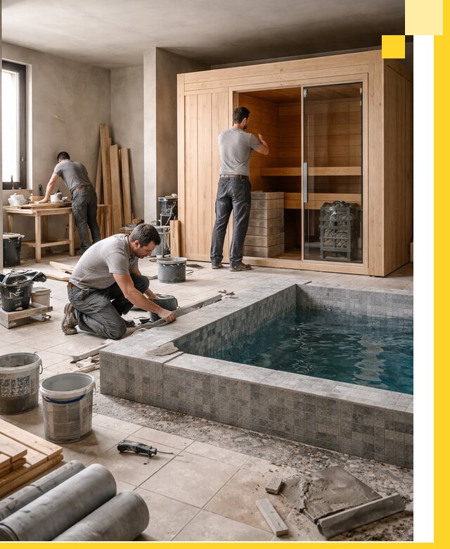 SPA зоны под ключ с бассейном сауной и печью в Воскресенске